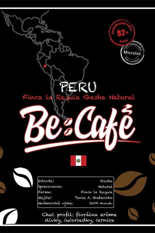 BeCafé Peru Finca la Requia gesha nálepka