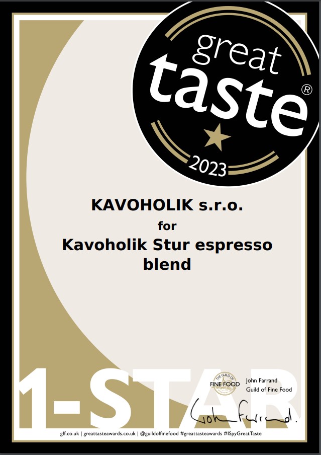 Kávoholik - jedna hviezda v Great Taste pre espresso blend Štúr