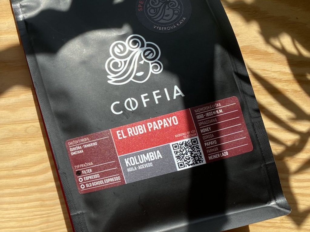 Kolumbia El Rubi Papayo - Coffia - informácie na obale kávy