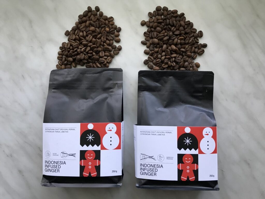 Indonesia Infused Ginger od Alternativ - vľavo praženie na filter, vpravo na espresso