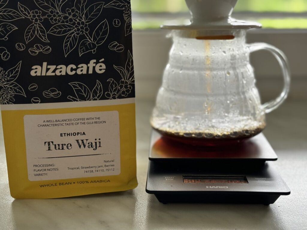 Ethiopia Ture Waji - príprava filtrovanej kávy - Hario V60