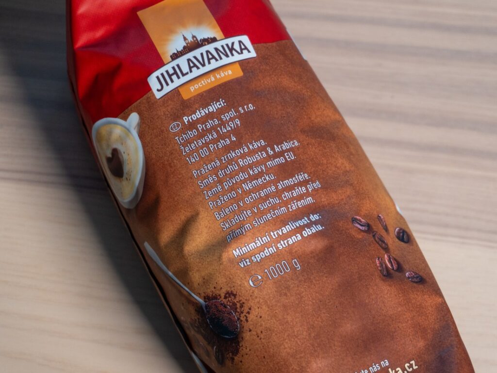 Jihlavanka Crema Intense - informácie na obale