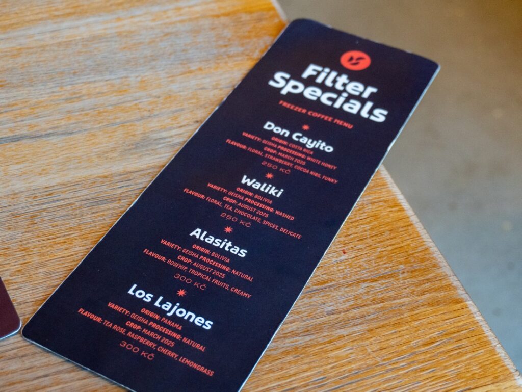 Praha - Místo - Freezer Coffee Menu