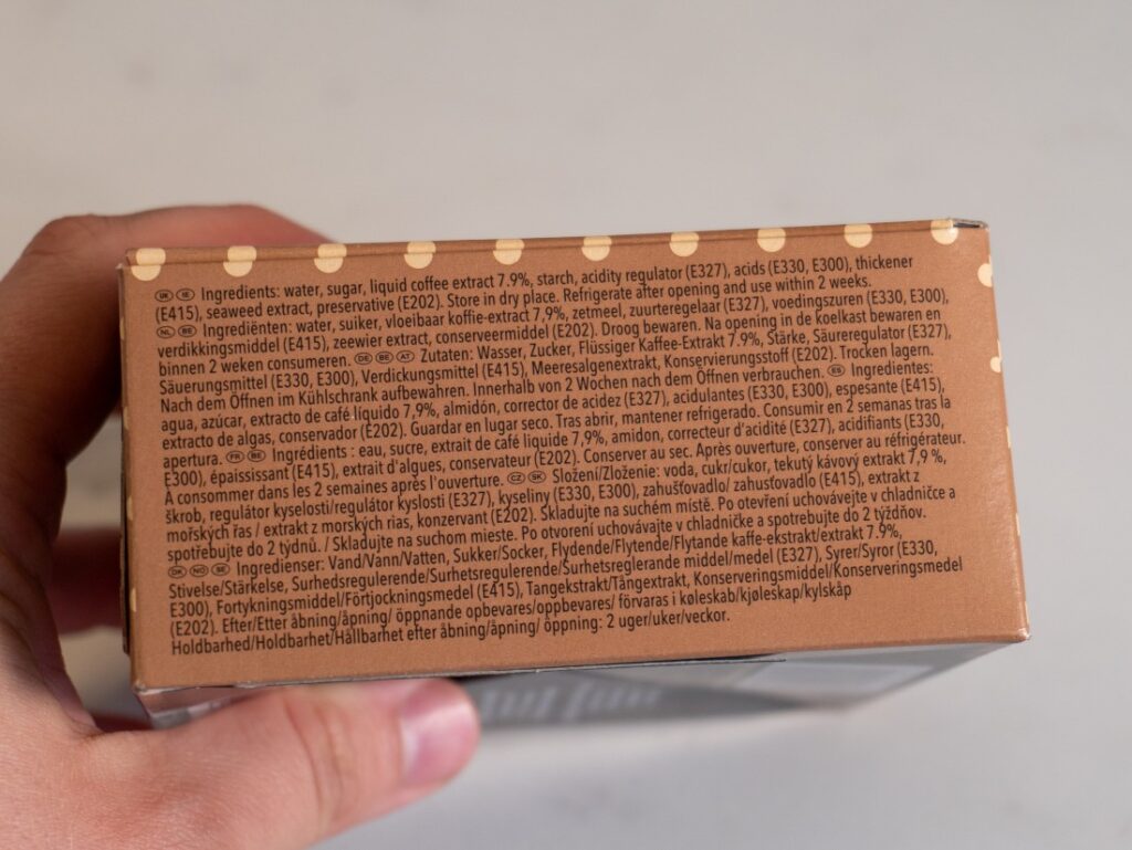 kávové perly LOR - zloženie
